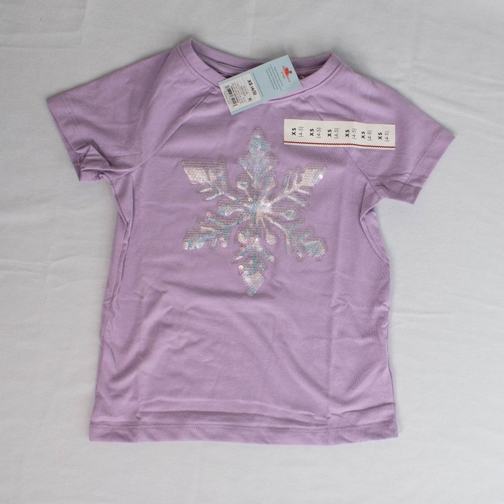 Cat & Jack Girls' Short Sleeve Snowflake Flip Sequin‎ T-Shirt